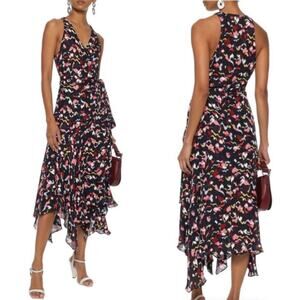 A.L.C. Roslyn Silk Floral Asymmetrical Wrap Dress Size 4